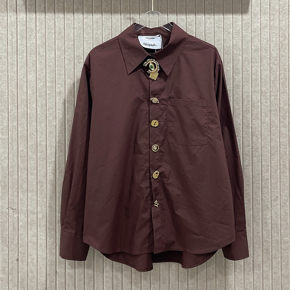 Stylish Men's Button-Down Shirt in Deep Brown